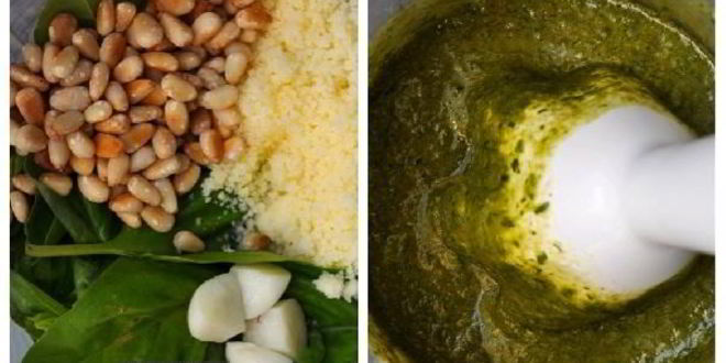 Рецепт пенне с соусом песто и брезаолой