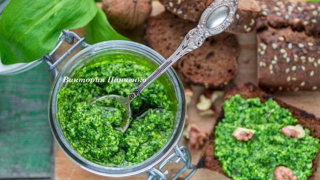 Рецепт песто из черемши с грецким орехом
