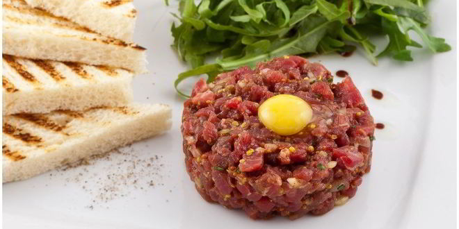 Рецепт Тартара из говядины с каперсам, грибами и красным луком