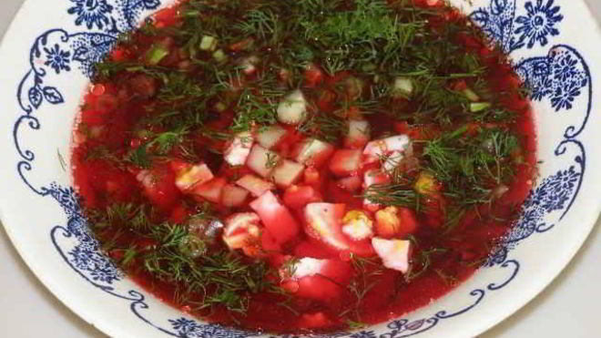 Рецепт борща холодного с ботвой