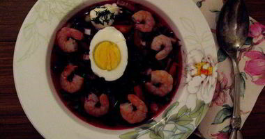 Рецепт Борща холодного с креветками