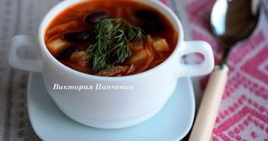 Рецепт Борща с фасолью и белыми грибами