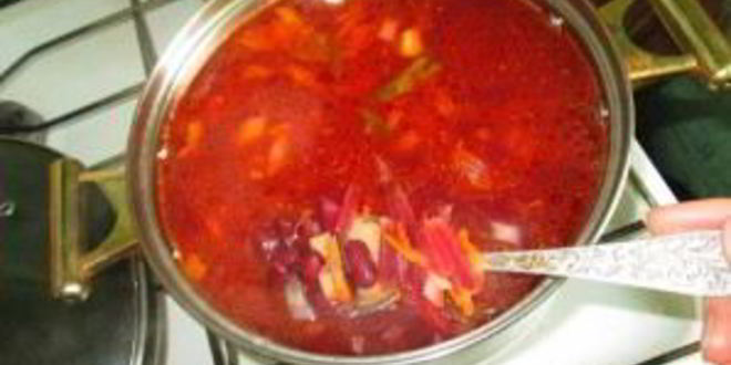 Рецепт борща с консервированной фасолью