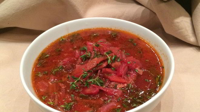 Рецепт борща с уткой и грибами