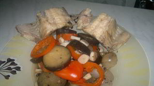 Рецепт Сома в мятном бульоне и фасоль с овощами