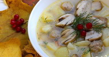 Рецепт Супа из белых грибов на мясном бульоне