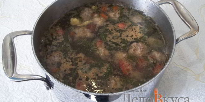 Рецепт супа с фрикадельками и яйцом на мясном бульоне