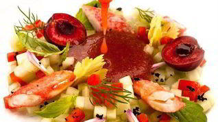 Рецепт Гаспачо с черешней и крабом