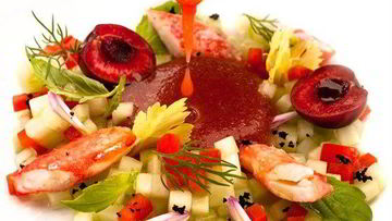 Рецепт Гаспачо с черешней и крабом