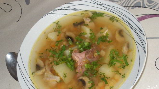 Рецепт горохового супа с грибами