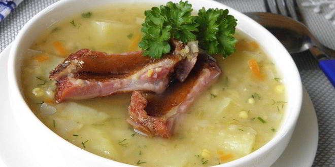Рецепт Горохового супа с копчеными ребрышками