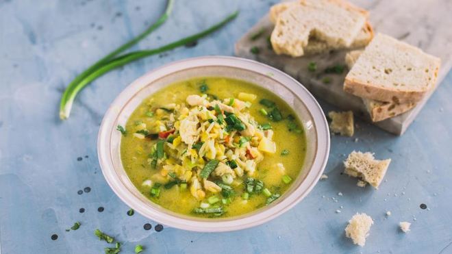 Рецепт горохового супа с курицей и рисом