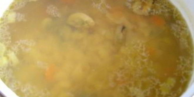 Рецепт горохового супа с мидиями