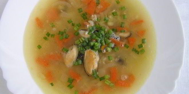 Рецепт горохового супа с мидиями