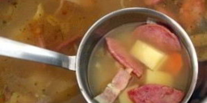 Рецепт супа с горохом и копченой колбасой