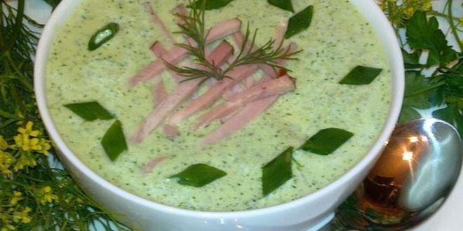 Рецепт холодного огуречного супа с фасолью и ветчиной