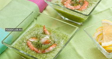 Рецепт Холодного супа из огурцов с креветками