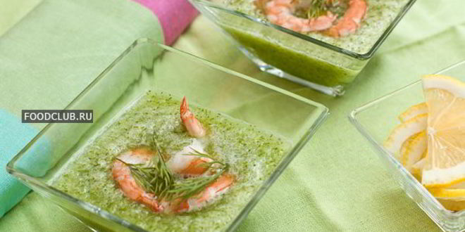 Рецепт холодного супа из огурцов с креветками