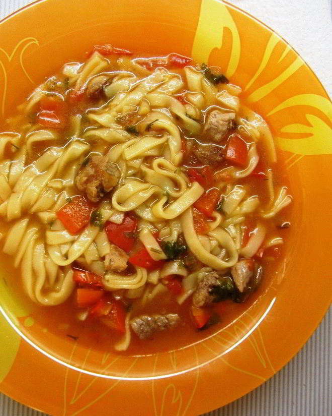 Рецепт лагмана на телячьем бульоне