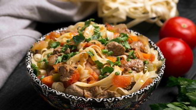 Рецепт лагмана с курицей и овощами