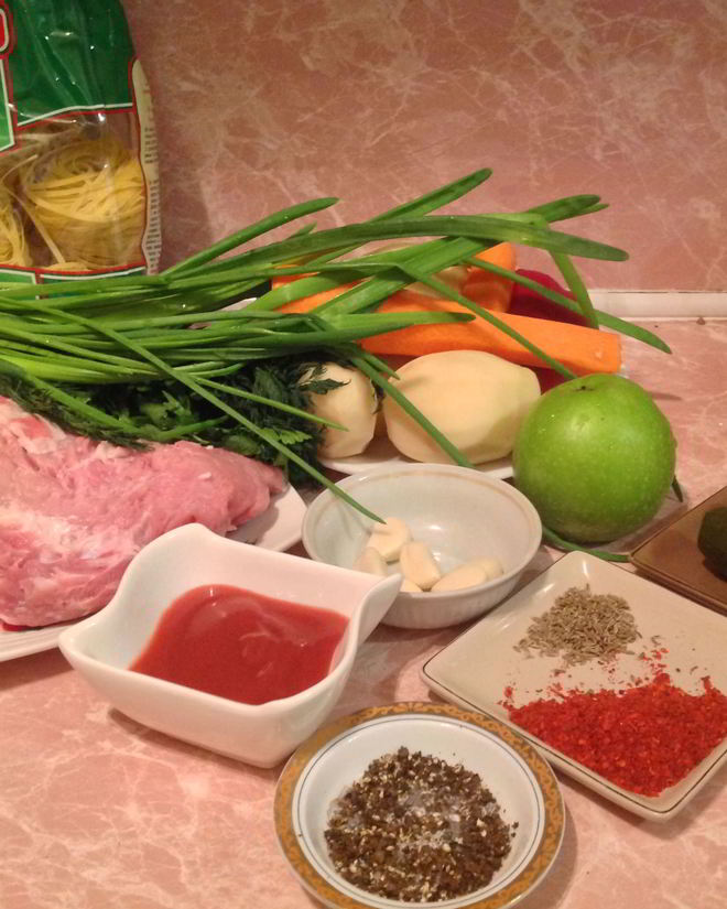 Рецепт лагмана с солеными огурчиками