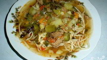 Рецепт Лагмана с солеными огурцами