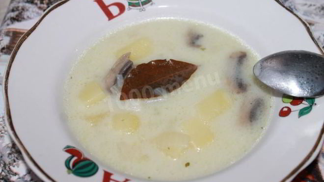 Рецепт молочного супа с картофелем и грибами