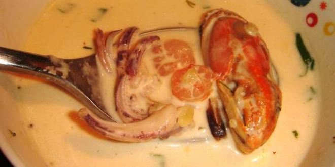 Рецепт Молочного супа с морепродуктами
