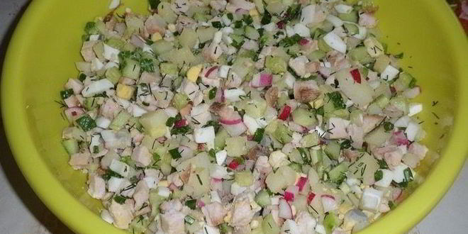 Рецепт окрошки деревенской