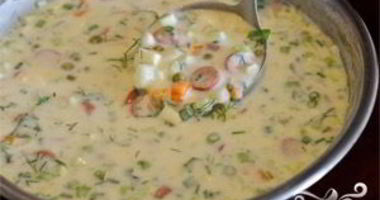 Рецепт Окрошки на кефире и минералке