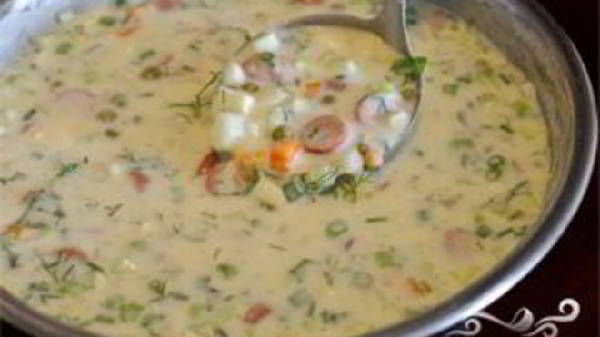 Рецепт окрошки на кефире и минералке