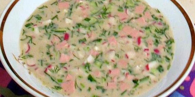 Рецепт Окрошки на кефире классическая с колбасой
