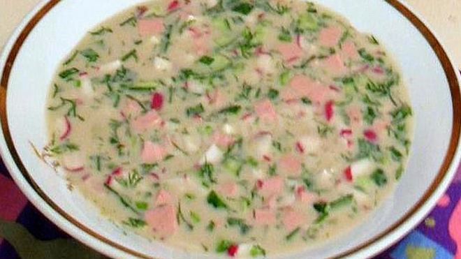 Рецепт окрошки на кефире классическая с колбасой