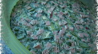 Рецепт Окрошки на кефире с минералкой