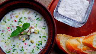 Рецепт Окрошки на сметане с мясом