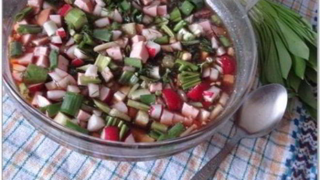 Рецепт окрошки с черемшой