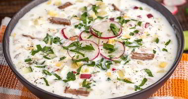 Рецепт Окрошки с говядиной и таном