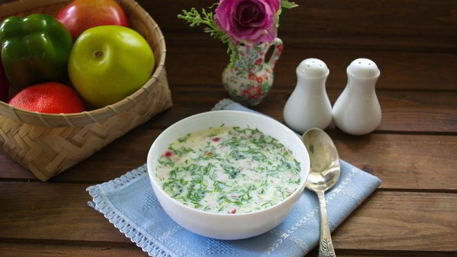 Рецепт окрошки с копченой грудкой