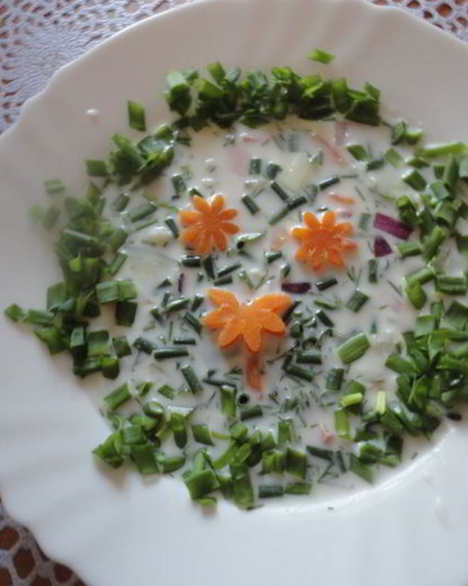 Рецепт окрошки с цветной капустой