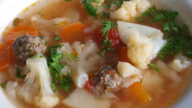 Рецепт овощного супа с фрикадельками диетический