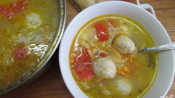 Рецепт Овощного супа с фрикадельками