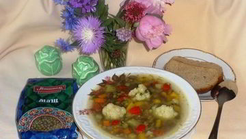 Рецепт Овощного супа с машем и цветной капустой