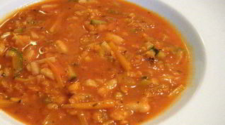 Рецепт Согревающего овощной суп с томатами, фасолью и чечевицей