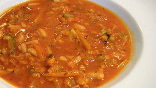 Рецепт Согревающего овощной суп с томатами, фасолью и чечевицей