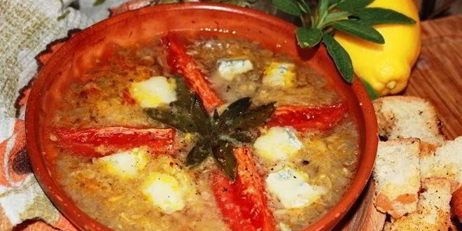 Рецепт Запеченного овощной суп с горгонзолой и шалфеем