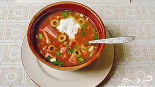 Рецепт Деревенской похлебки из фасоли с ветчиной