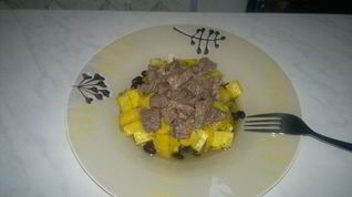 Рецепт Похлебки из черной фасоли с корнем сельдерея и ананасом, говядина в насыщенном бульоне