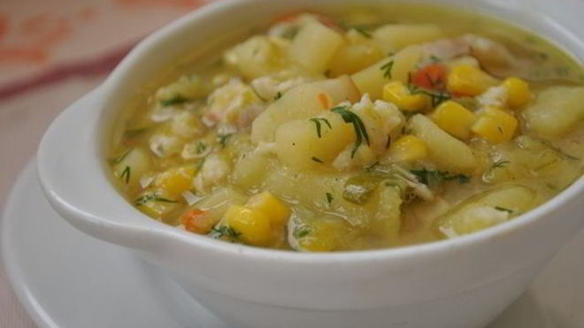 Рецепт похлебки с крабами и кукурузой
