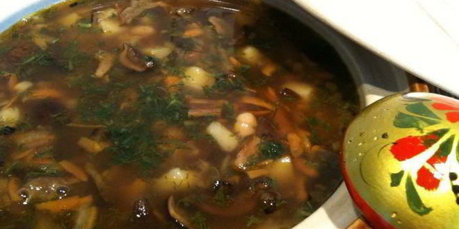 Рецепт Сытной постной похлебки с грибами и фасолью