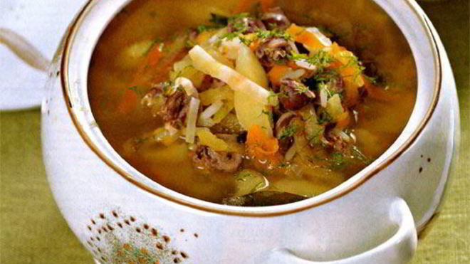 Рецепт рассольника из куриных потрошков